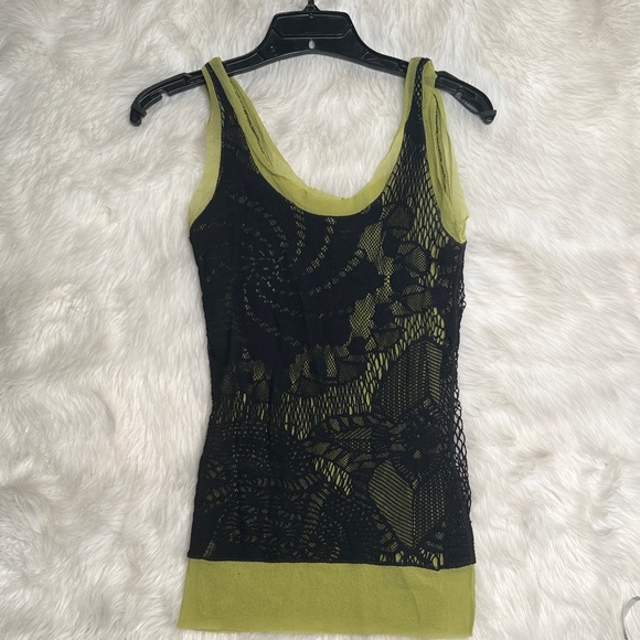 Jean Paul Gaultier Black and Green stretch mesh Tank Top S - Picture 5 of 9